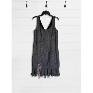 TERI JON Rickie Freeman Blk/white Tweed Sleeveless Dress Size 12